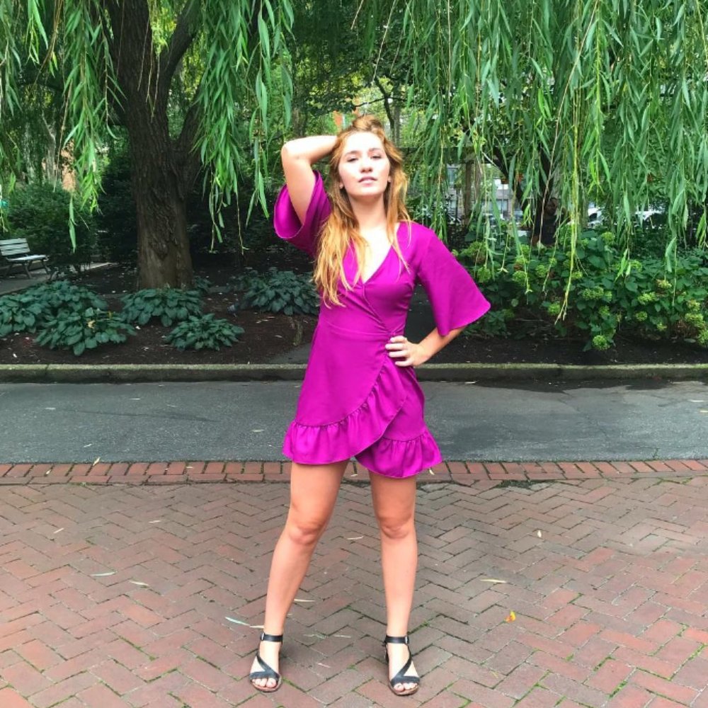 Topshop fuchsia wrap dress with buttons